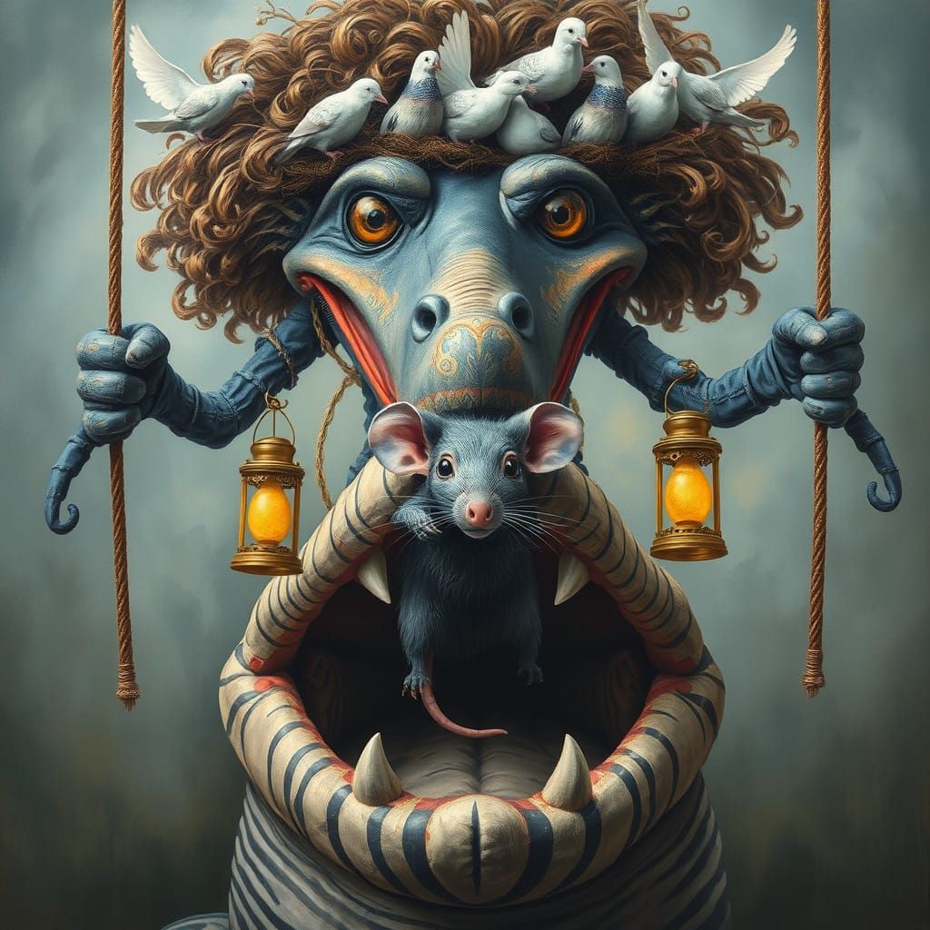 Surreal Fantasy Creature in Nicoletta Ceccoli Style