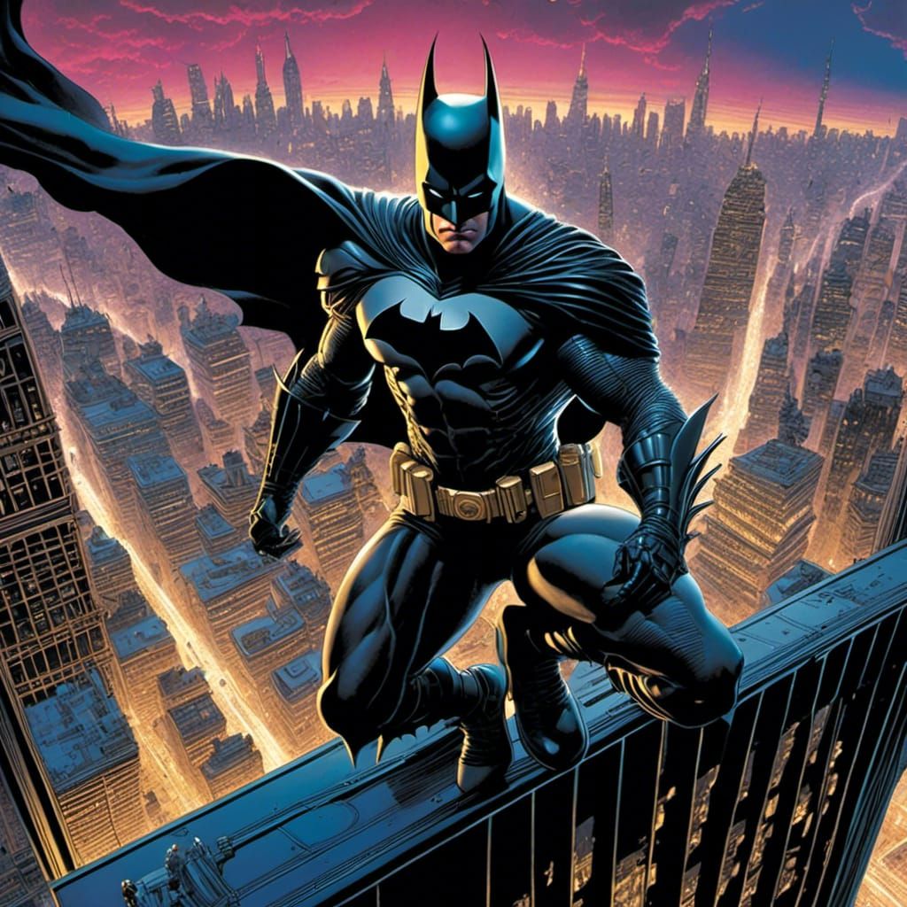 Batman on Gotham Roofs in Murraypunk Style