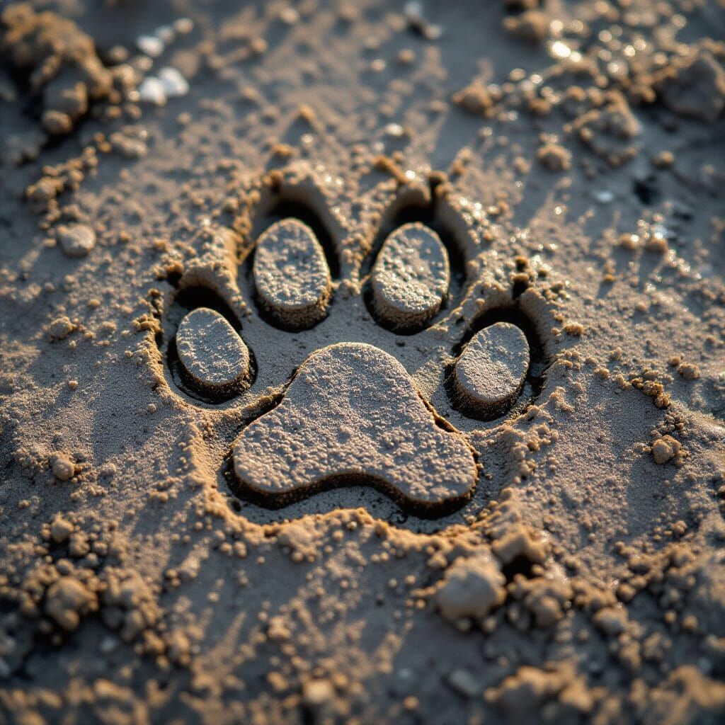 Lone Paw Print in Mud
