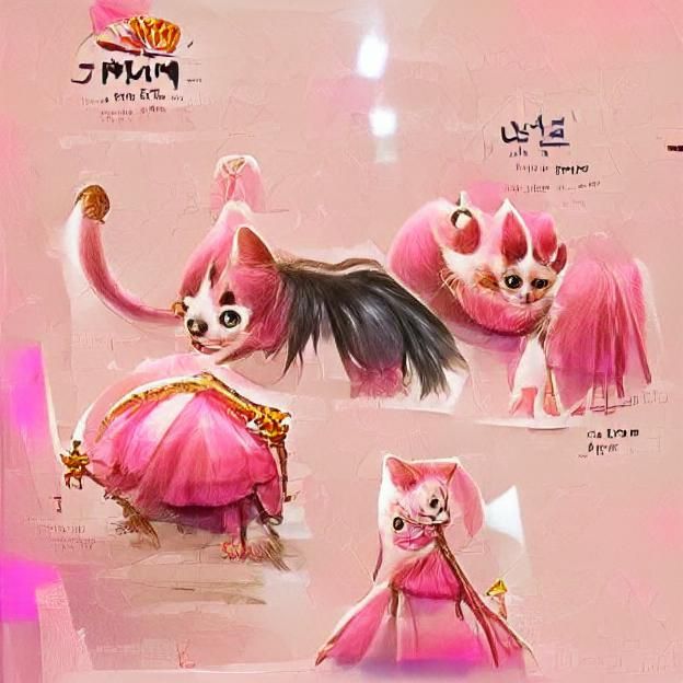 Pink Cat Princess Momo Concept Art
