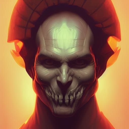 Jack O'Lantern Head Portrait in Art Nouveau Style