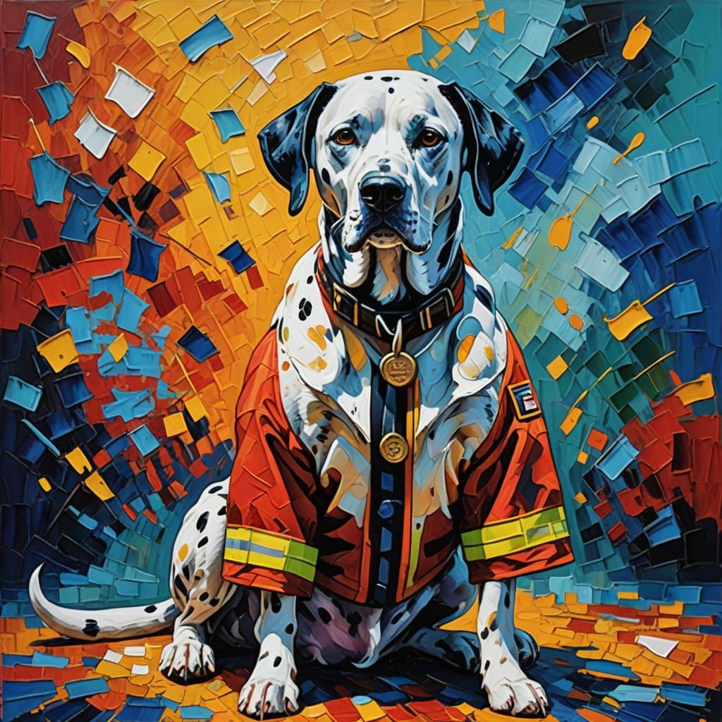 Cyberpunk Style Post-impressionist Dalmatian Firefighter