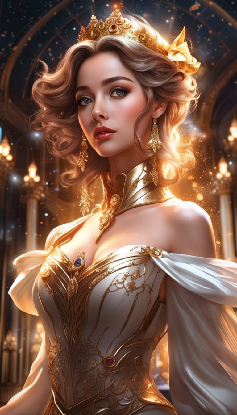 Anime Princess Portrait in Manga Colorful Drawing Style