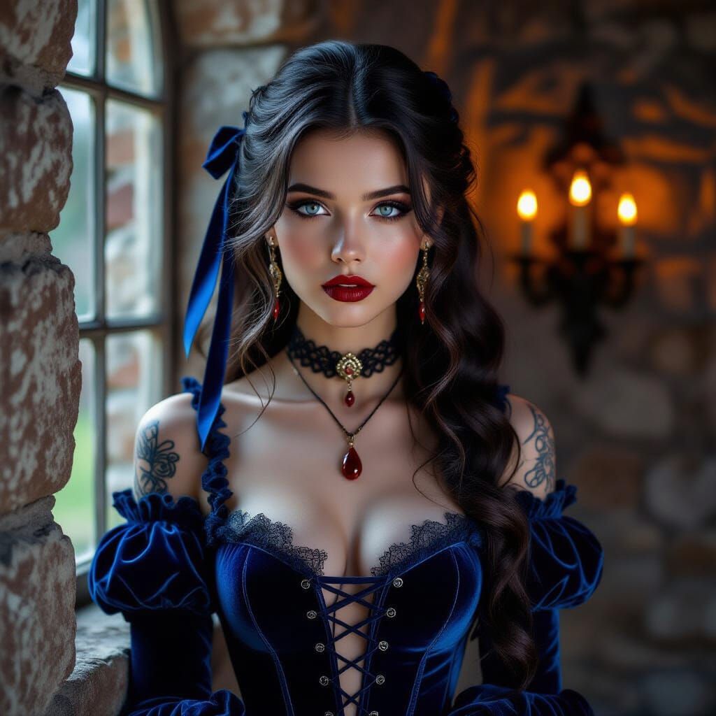 A hyper-detailed digital photograph in a gothic fantasy aest...