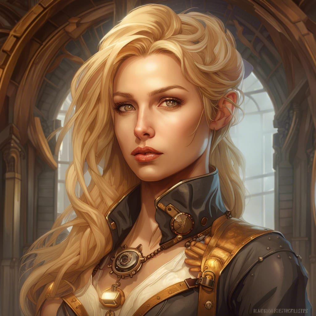 Steampunk Woman Portrait in Hyperdetailed Fantasy Style