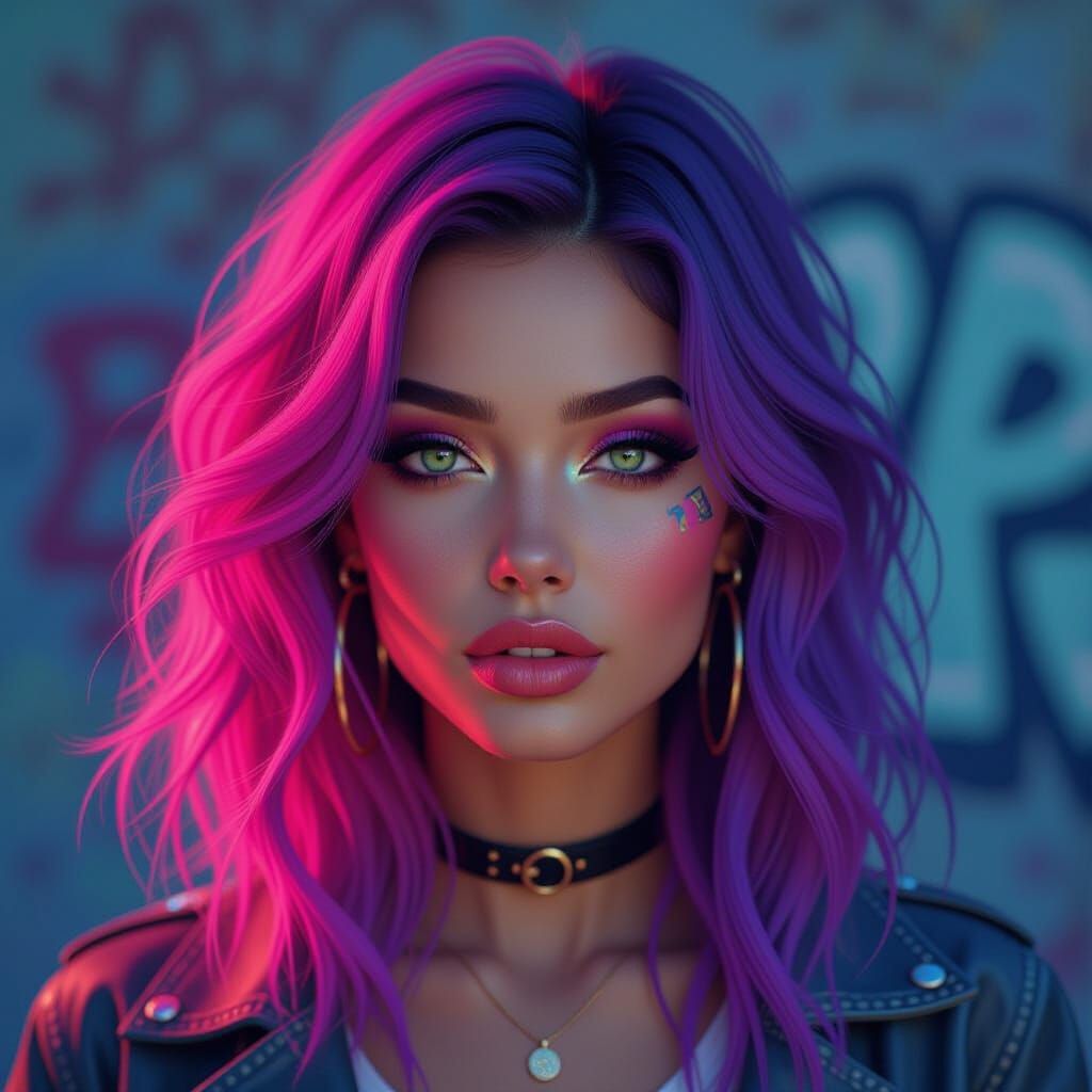 A mesmerizing 3D render of a woman's portrait, immersed in a...