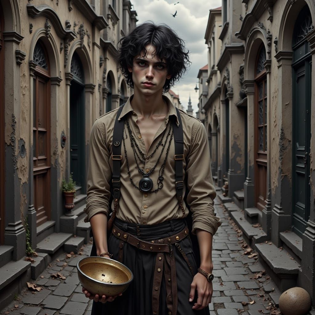 Gritty Realism Portrait of a Beggar in Old City