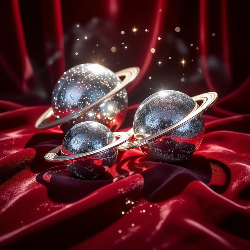 Crystallized Planets with Silver-Gold Aura