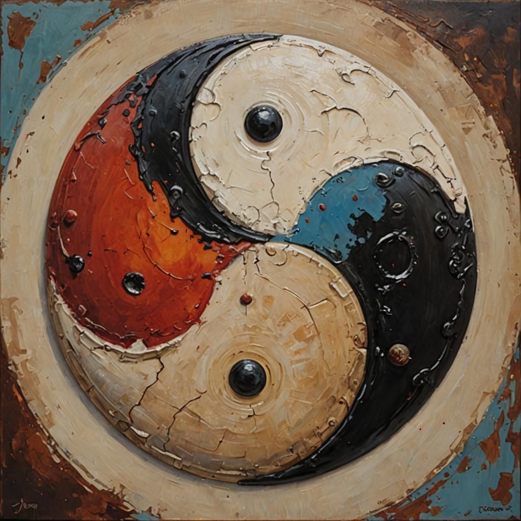 Yin Yang Symbol in Oil Painting Style