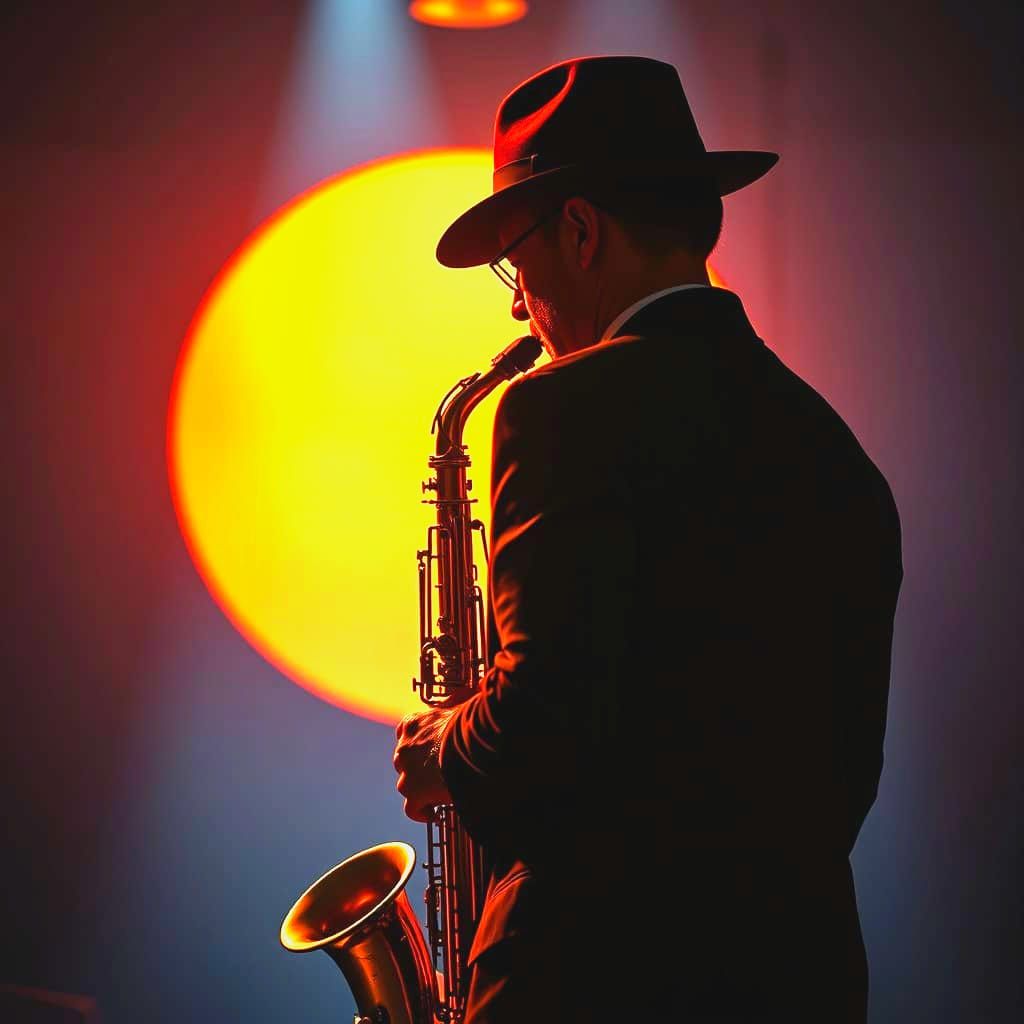 Saxophonist Silhouette in Cinematic Lighting
