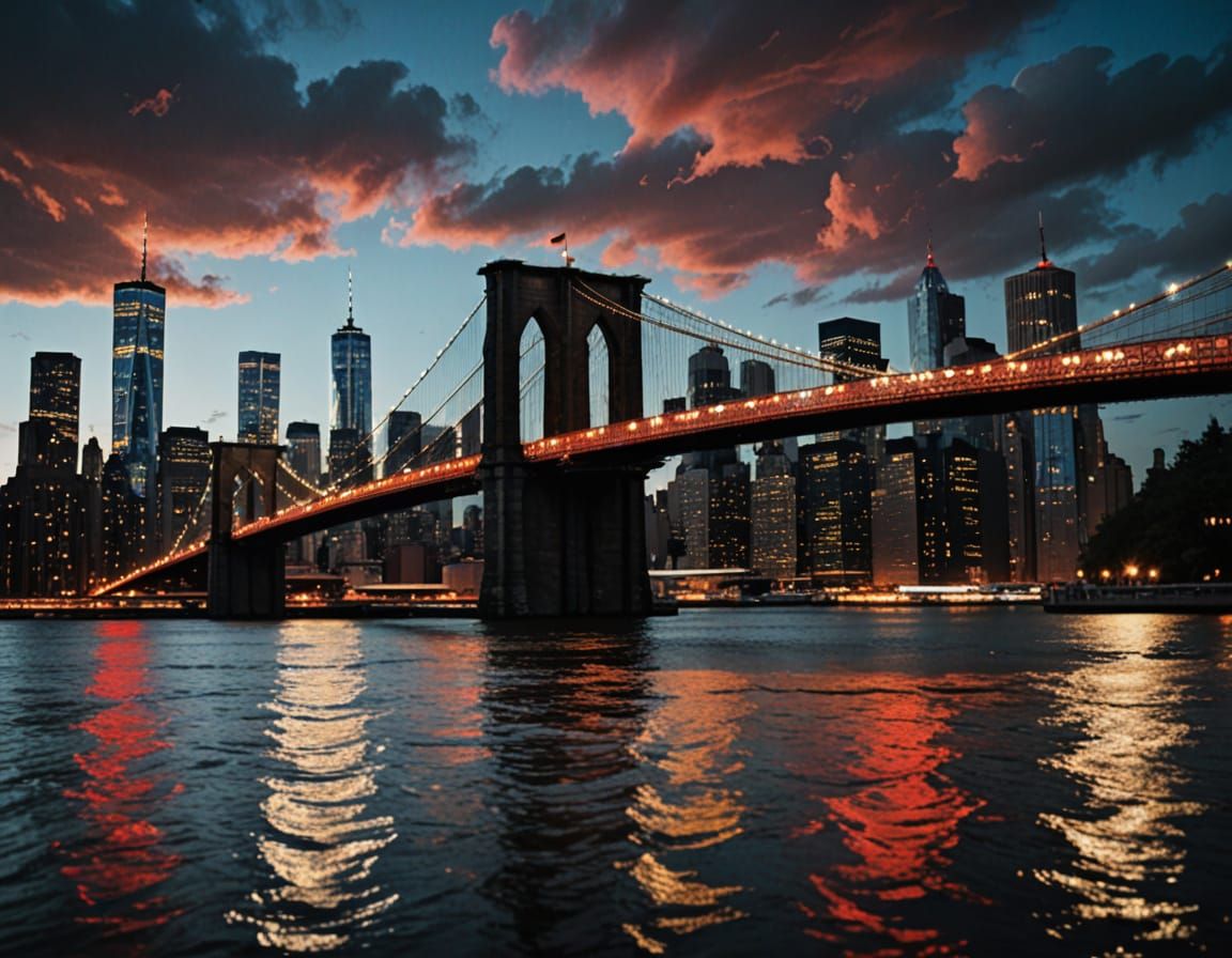 Cyberpunk Manhattan Skyline in Vibrant, Impasto Brushstrokes