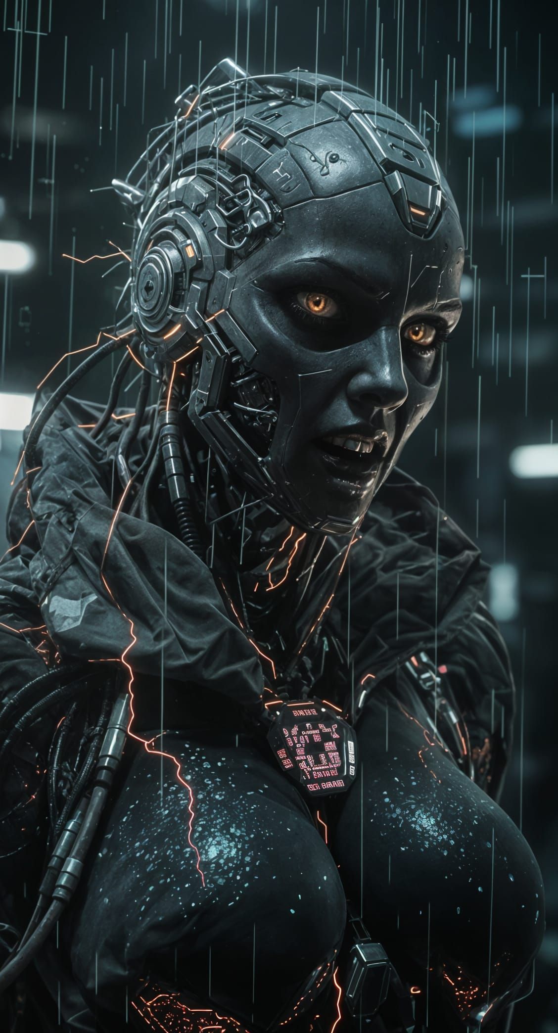 Cyberpunk Woman's Descent into Cyberpsychosis