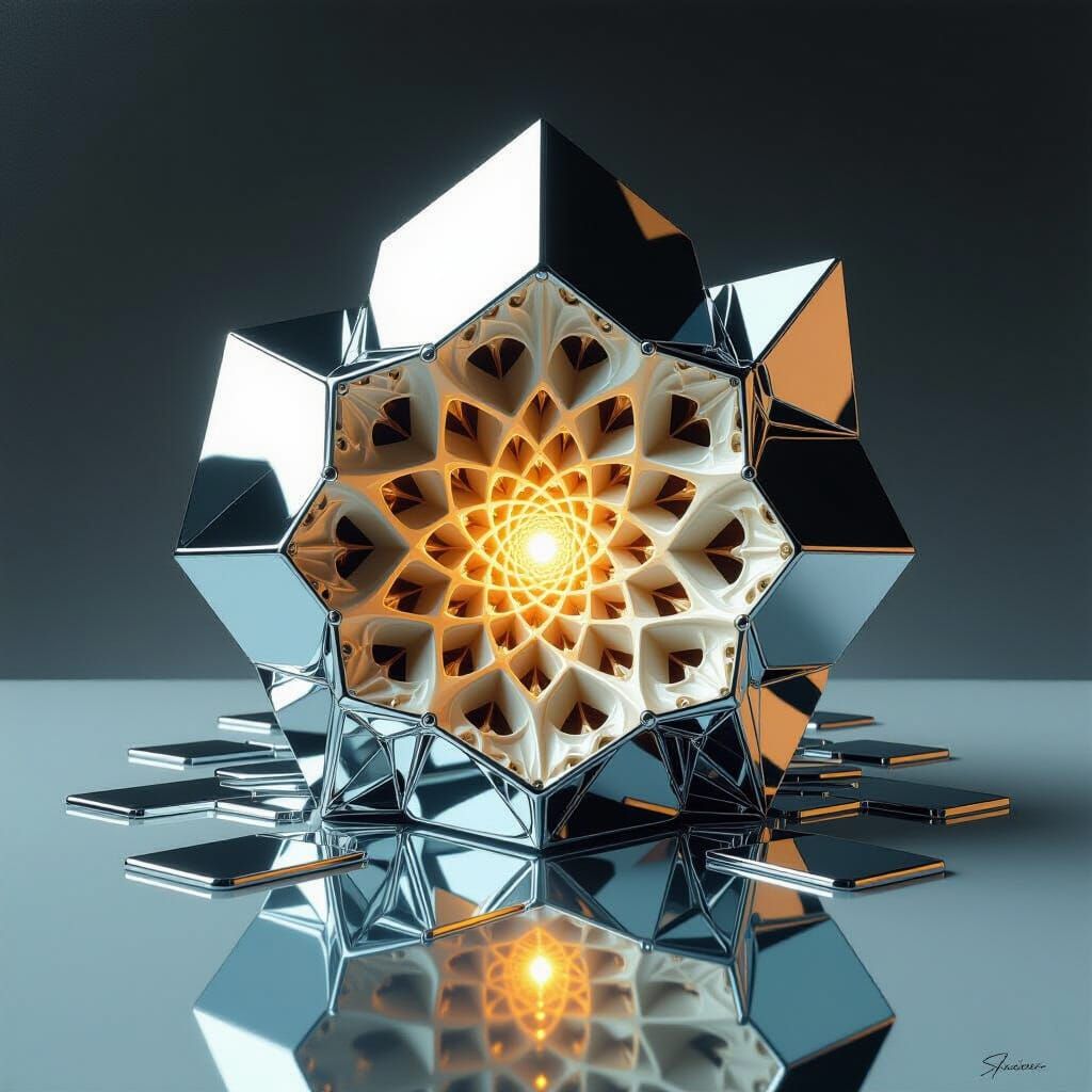 Surreal Geometric Forms in Melting Oil Style