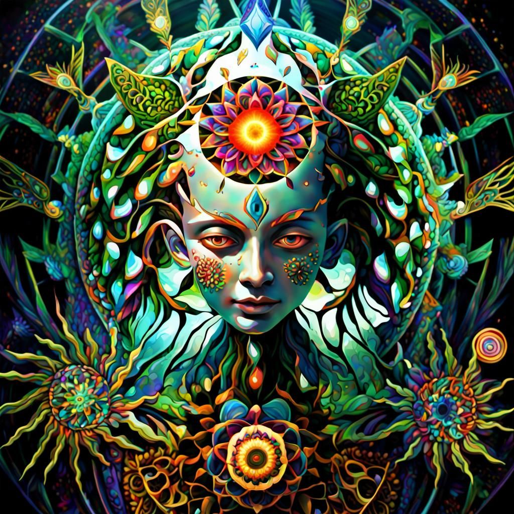 Psychedelic Fractal Mandala Geometry in Vibrant Colors