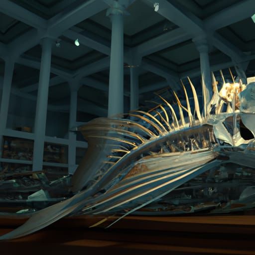 Sea Creature Skeleton Concept Art in Museum