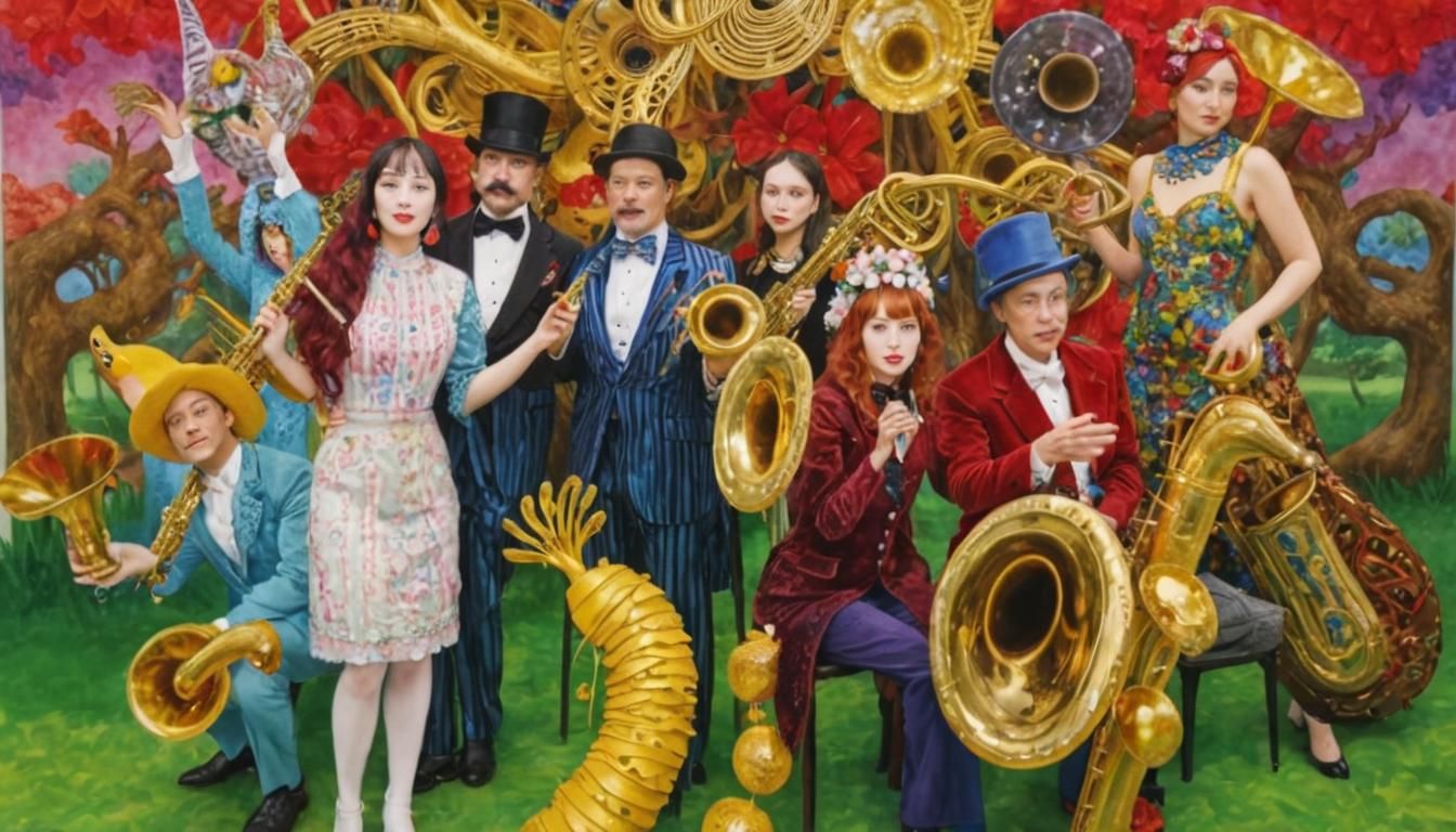 Vivid Ragtime Band in Fluid Gouache Style