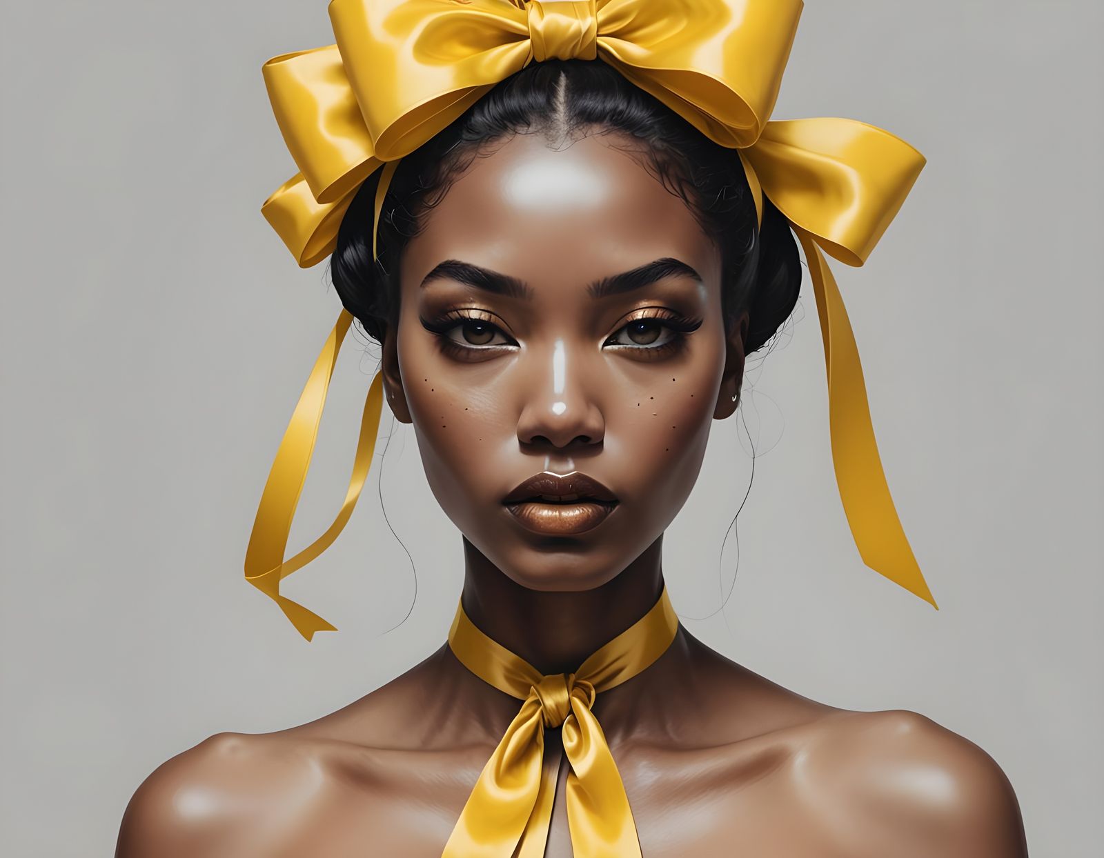 Mysterious Satin Goddess in High Contrast Digital Art