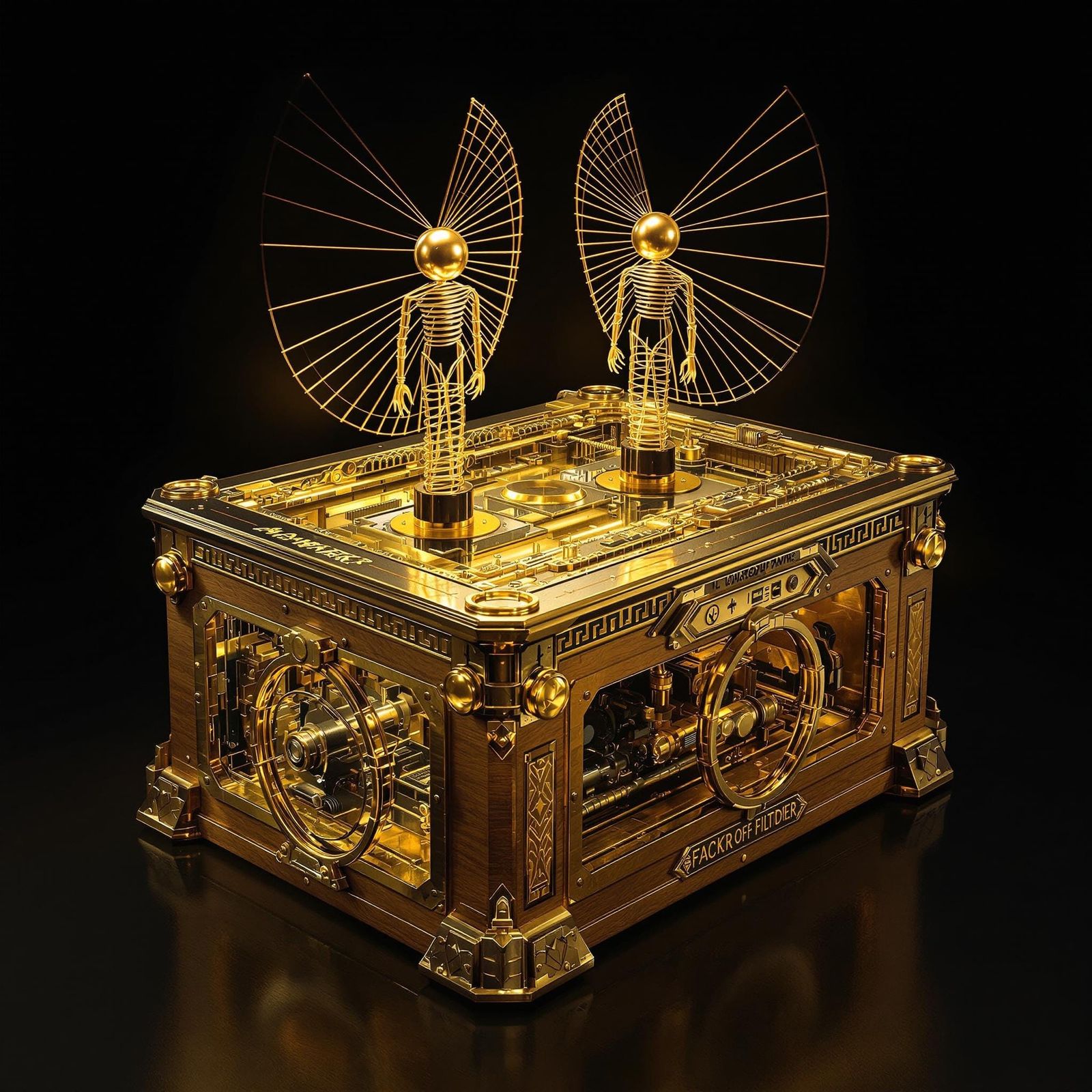 Ancient Communication Device in Intricate Gold and Wood