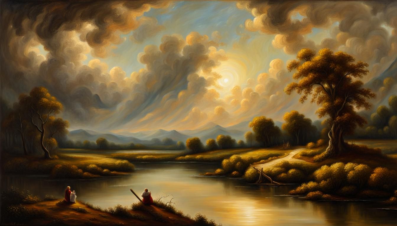 Angelic Landscape as Oil Painting