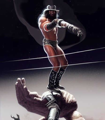 Wrestler Elbow Drops Asteroid: Rococo Digital Art