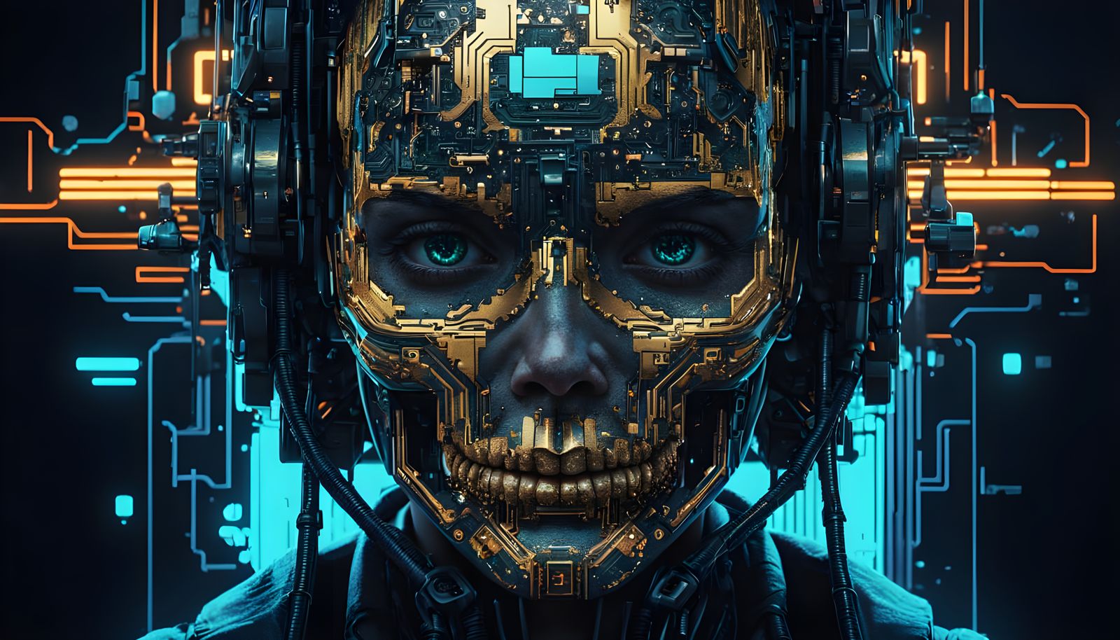 Cyborg Woman in 8-Bit Pixel Art Style