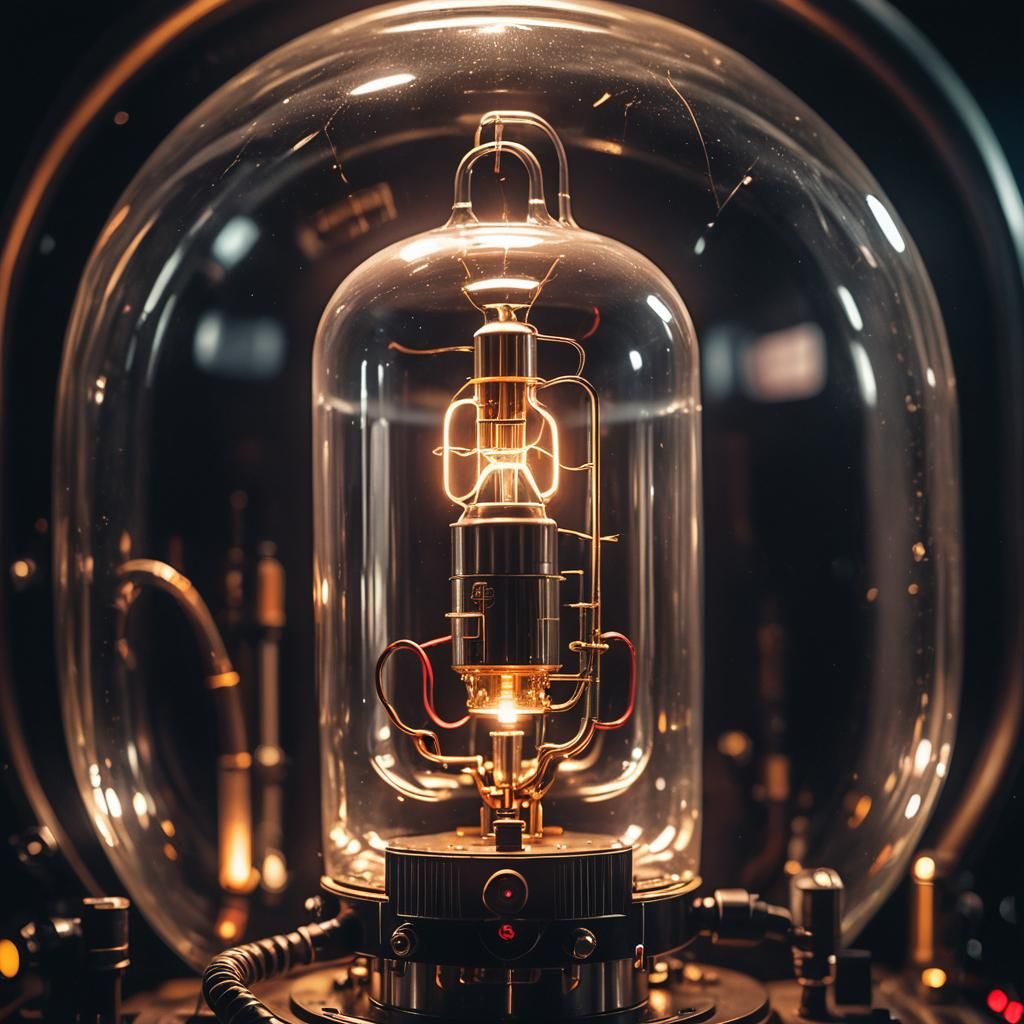 Giant Glass Tube with Glowing Alien, Cinematic Still