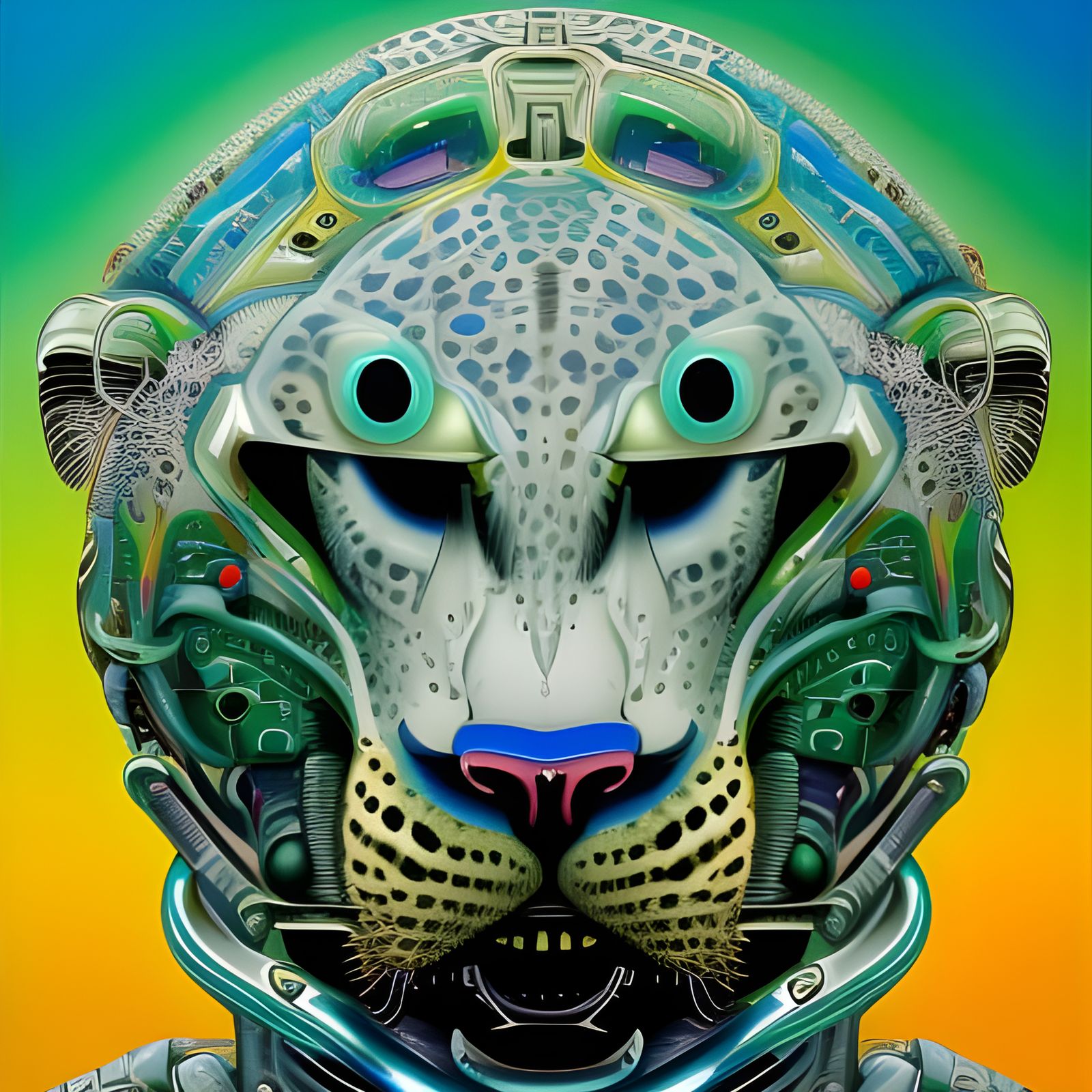 cyber leopard  psychedelic portrait