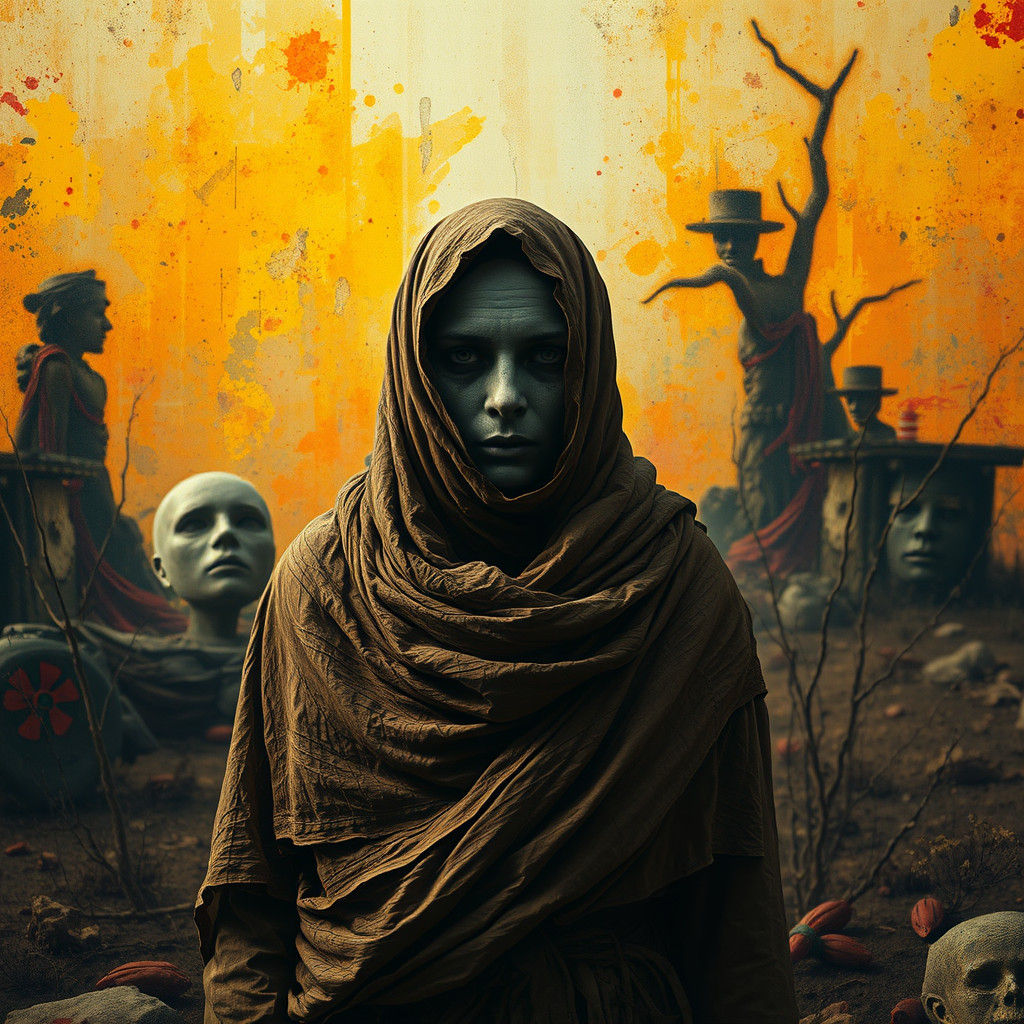 Haunting Portrait of a Faceless Woman in Surreal Style