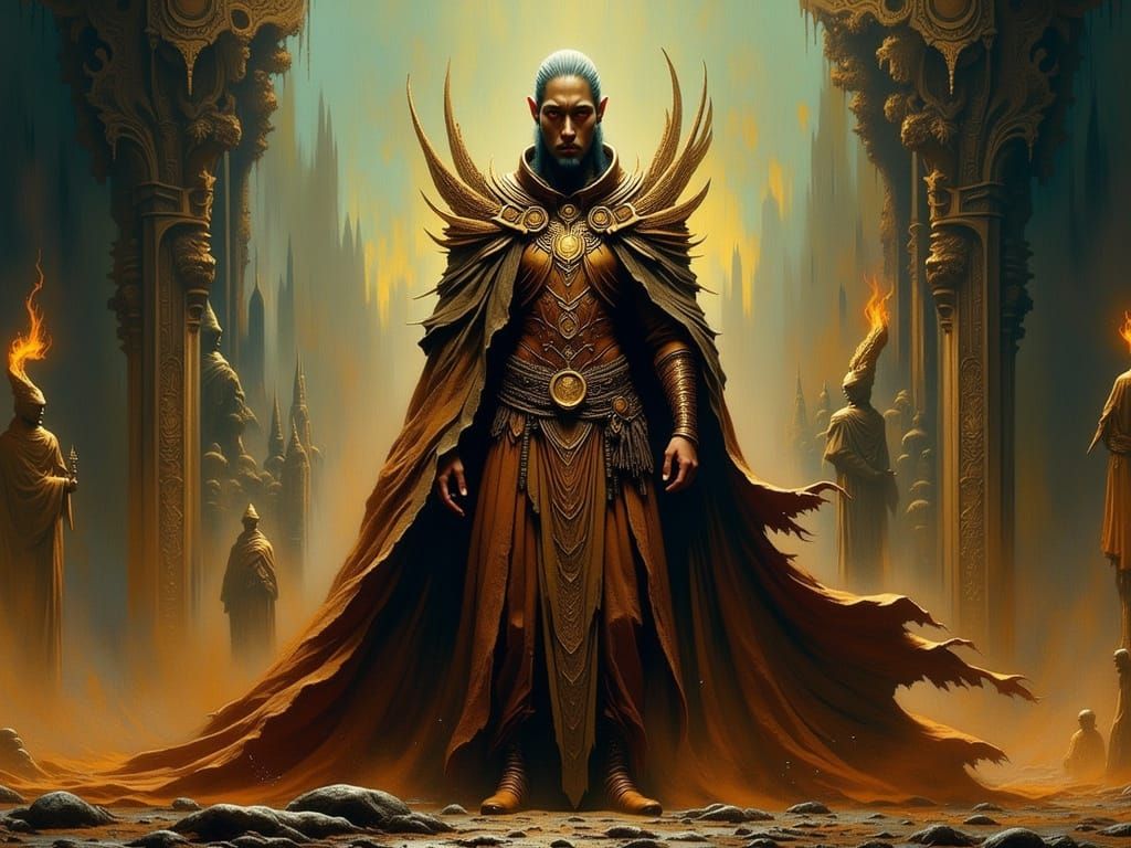 Fantasy Sci-Fi Royal Guard in Dramatic Lighting