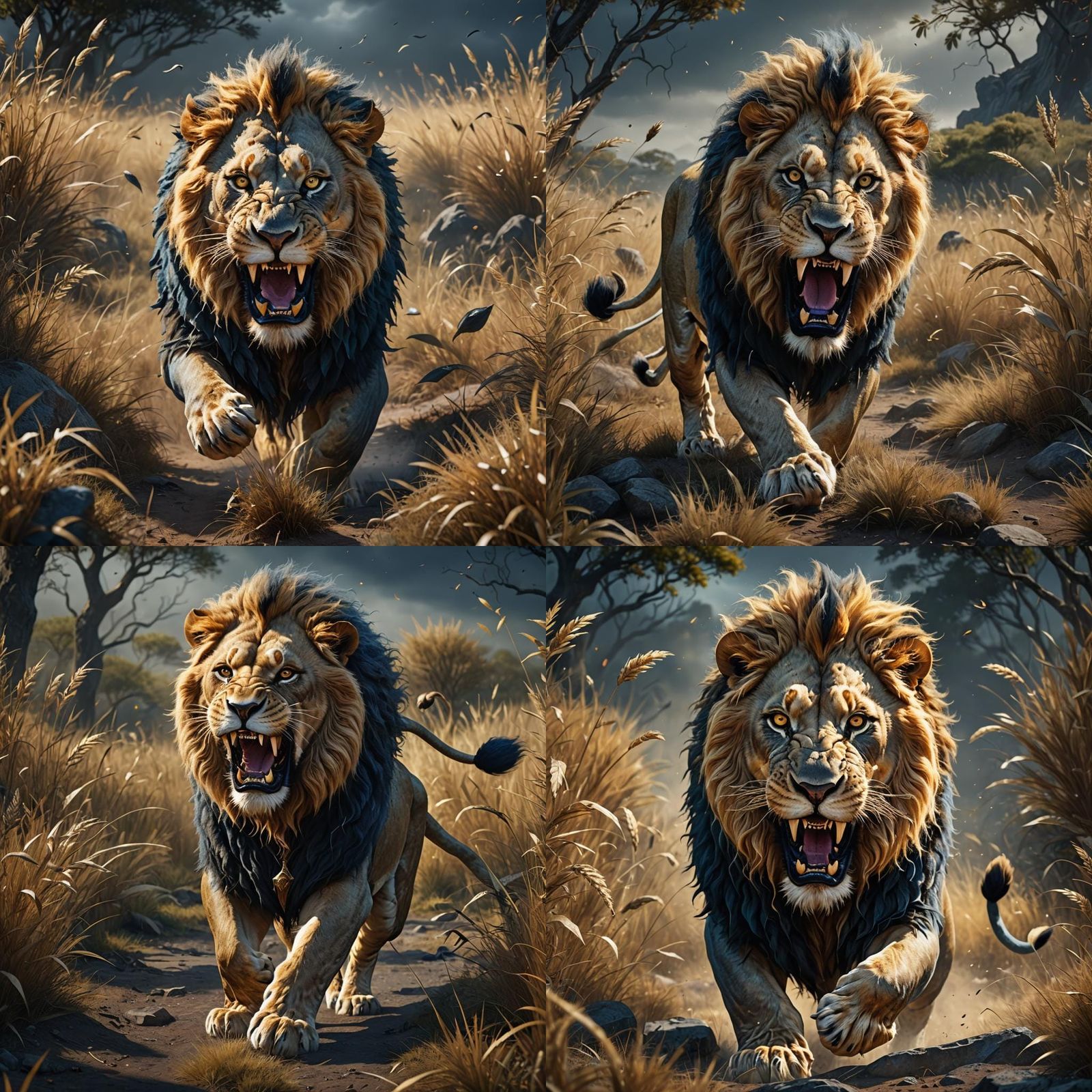 Golden Lion of Judah in a Fantastical Landscape