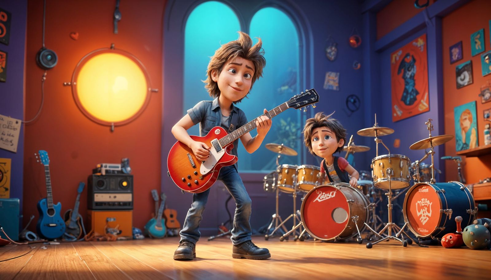 Rock 'n' Roll Scene in Bright 3D Digital Art