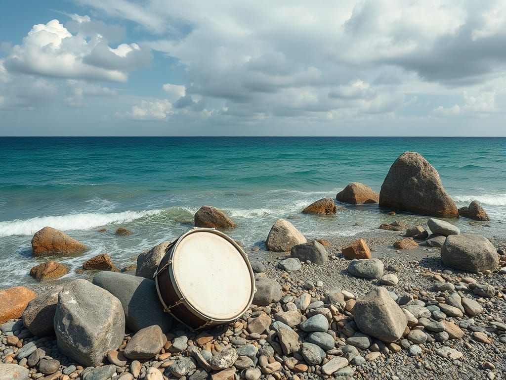 Dreamlike Drums Amidst a Stone Coast