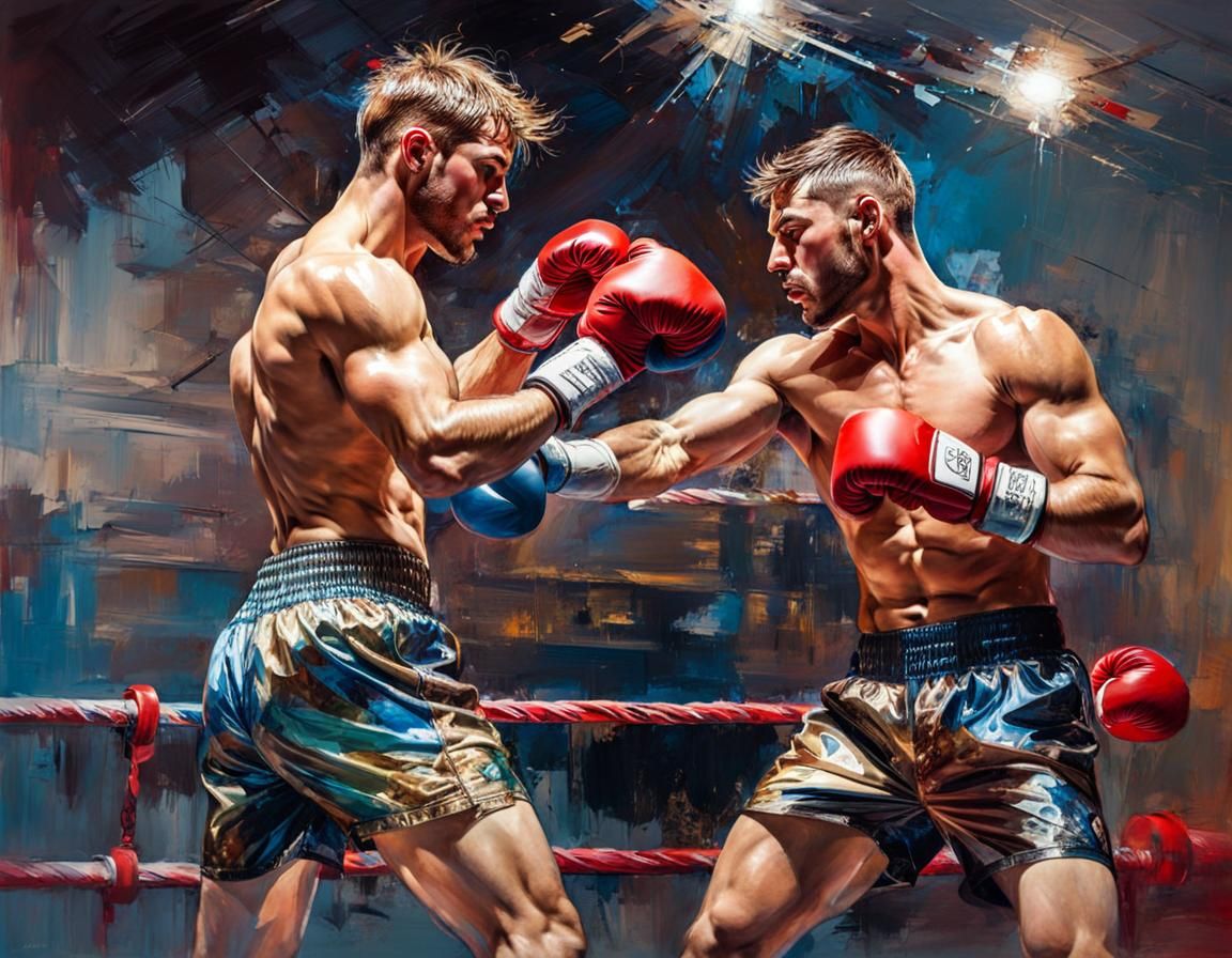 Gay Boxers Sparring: Carne Griffiths Style Painting