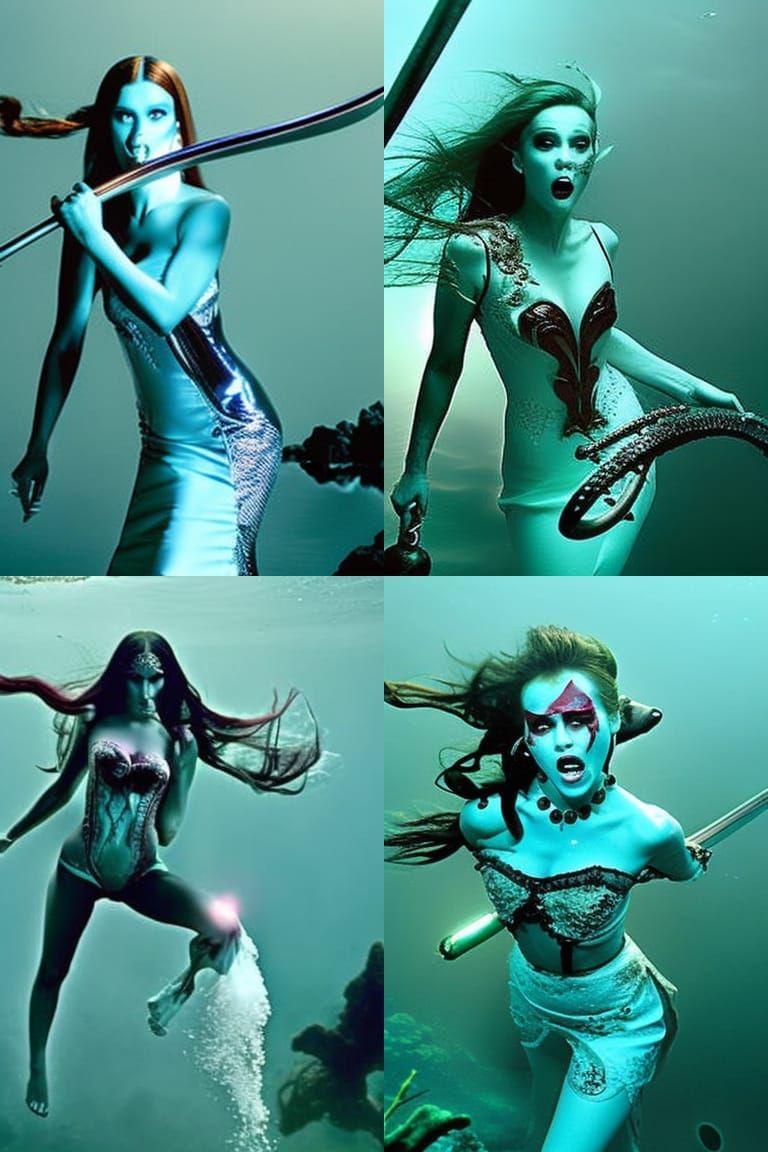 Terrifying Horror Mermaid Underwater Fantasy