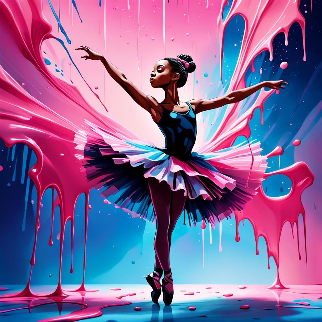 Ballerina's Sticky Predicament: 80s Cartoon Style