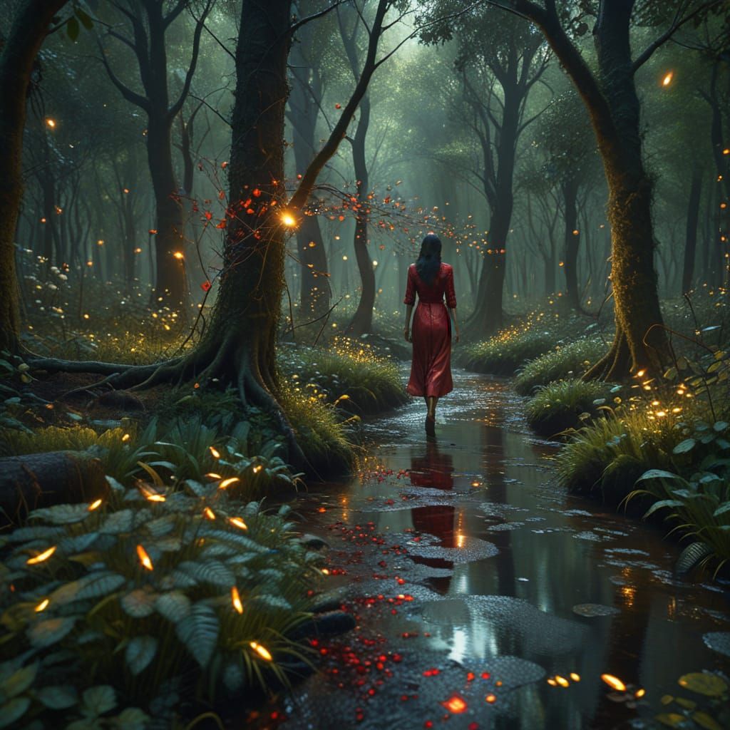 Ethereal Forest Encounter in Cinematic Realism