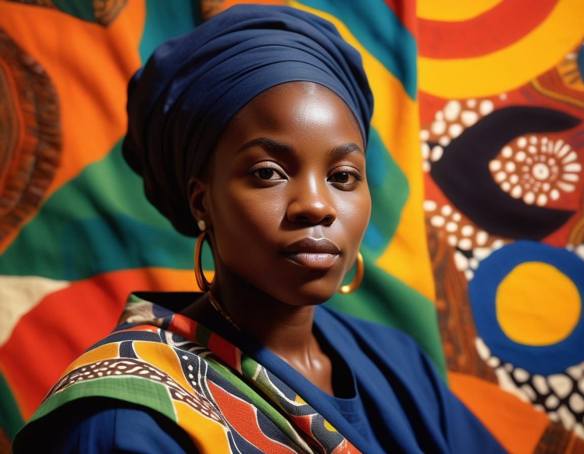 Vibrant Portrait of African Woman Painting in Expressionist ...