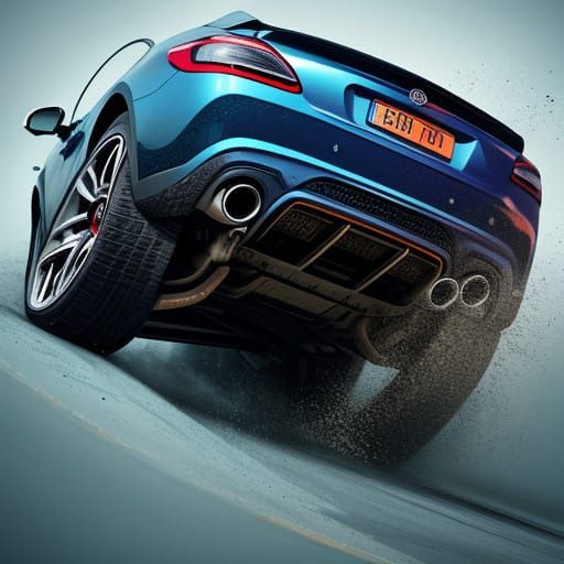 Hyperrealistic Car in Vibrant Splash Art Style