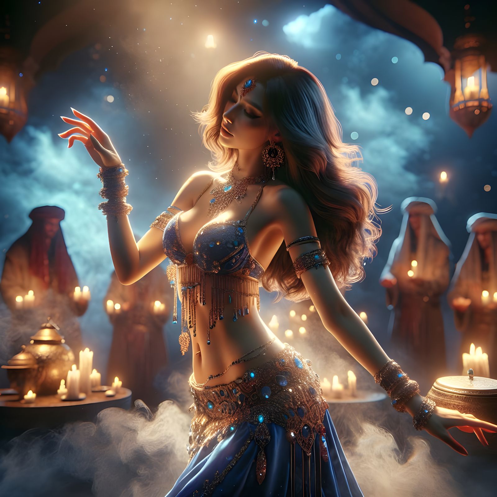 Belly Dancing Queen in Golden Harem Attire