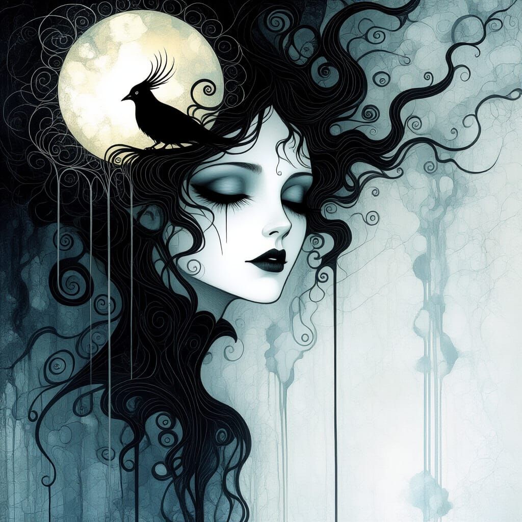 Gothic Dreamscape: Surreal Abstract Illustration