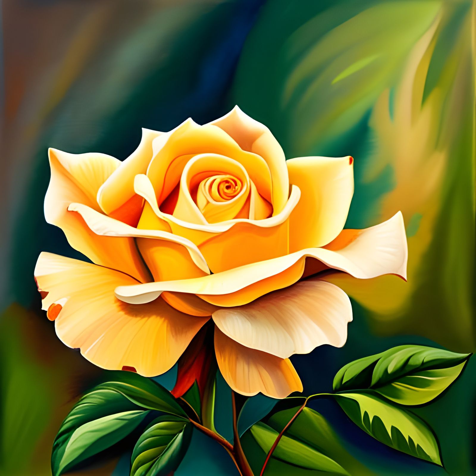 Yellow Rose Acrylic Painting