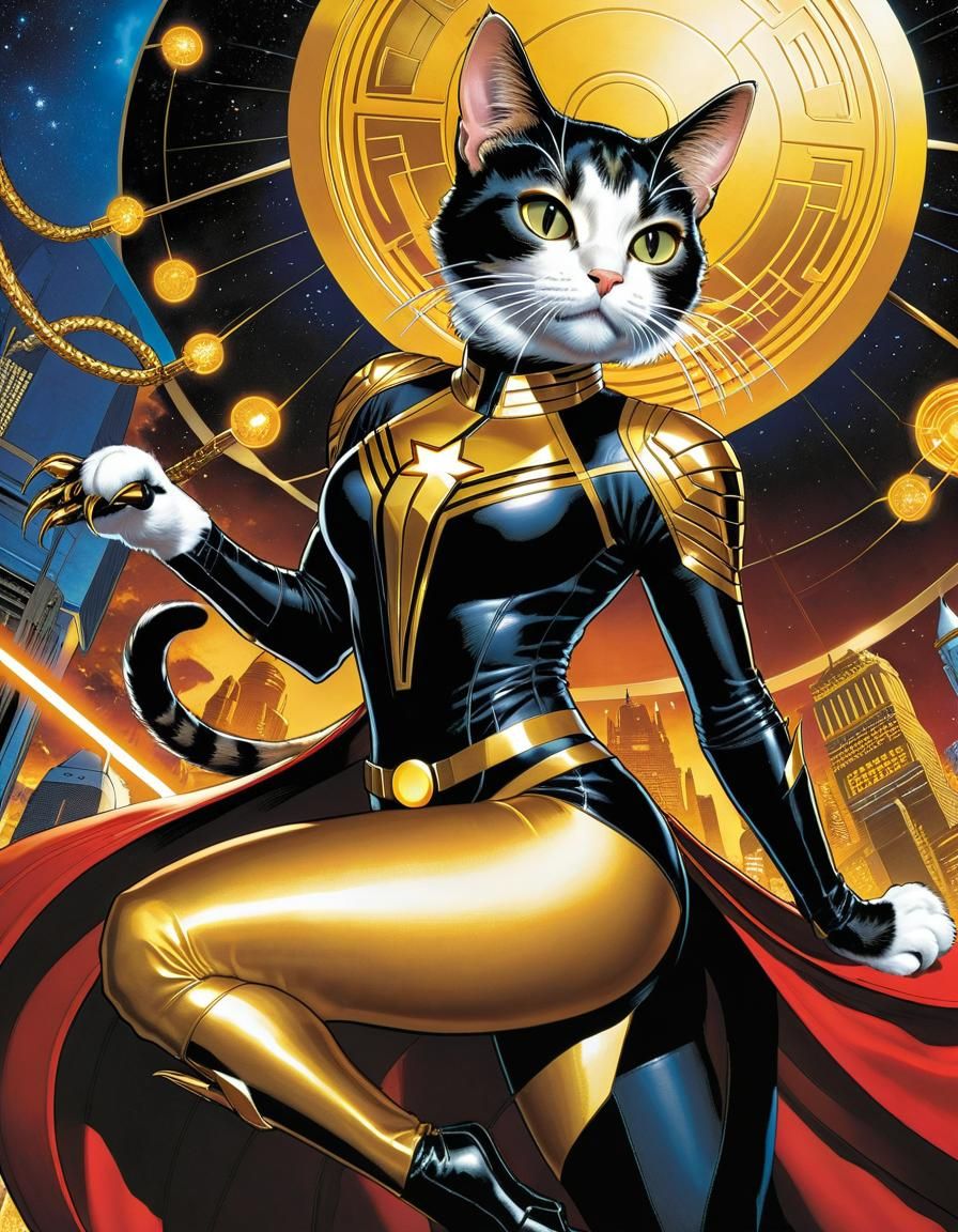 Cat-Shuri: Superhero Animal in Comic Book Style