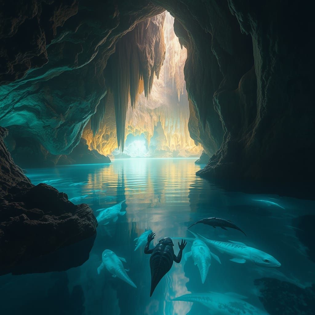 Bioluminescent Grotto: A Cinematic Concept Art Piece