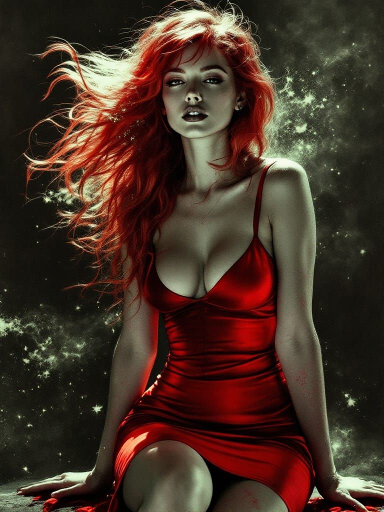 Phosphorescent Engraving of Figure Emerging from Darkness