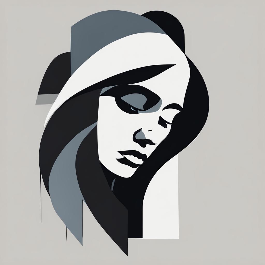 Minimalist Abstract Art: Portrait of Sadness