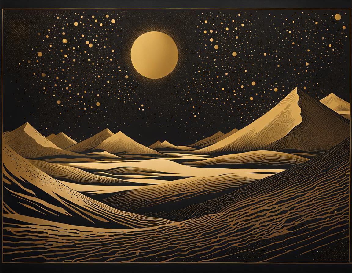 Golden Screen Print: Matter's Self-Awareness