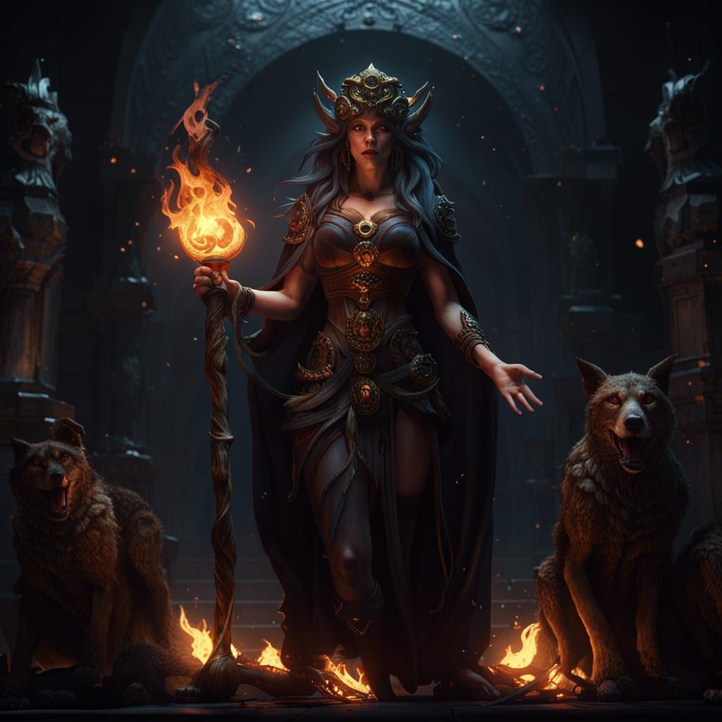 Hecate: Dark Fantasy Art in Complementary Colors