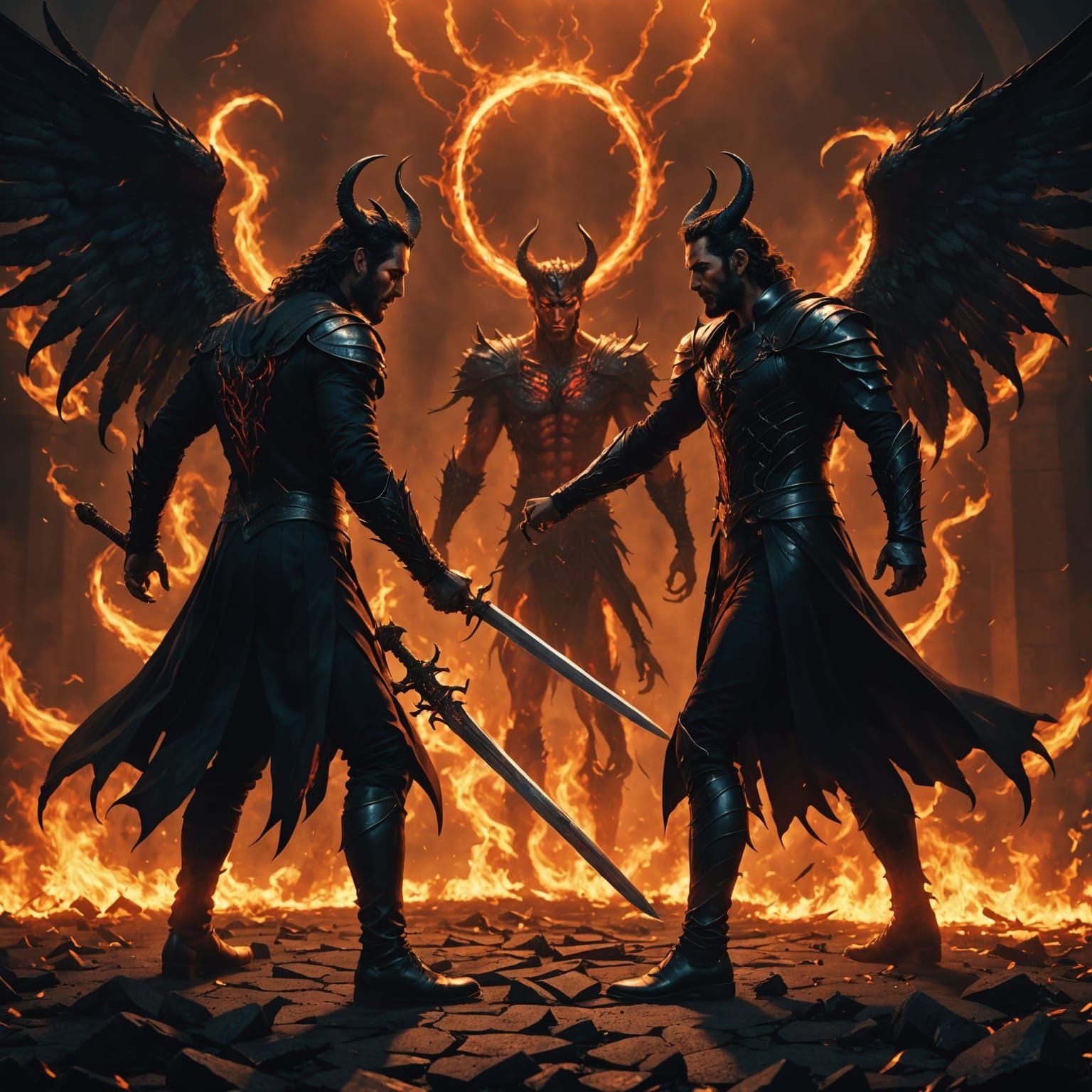 Lucifer Versus Michael: A Dramatic 8k Battle