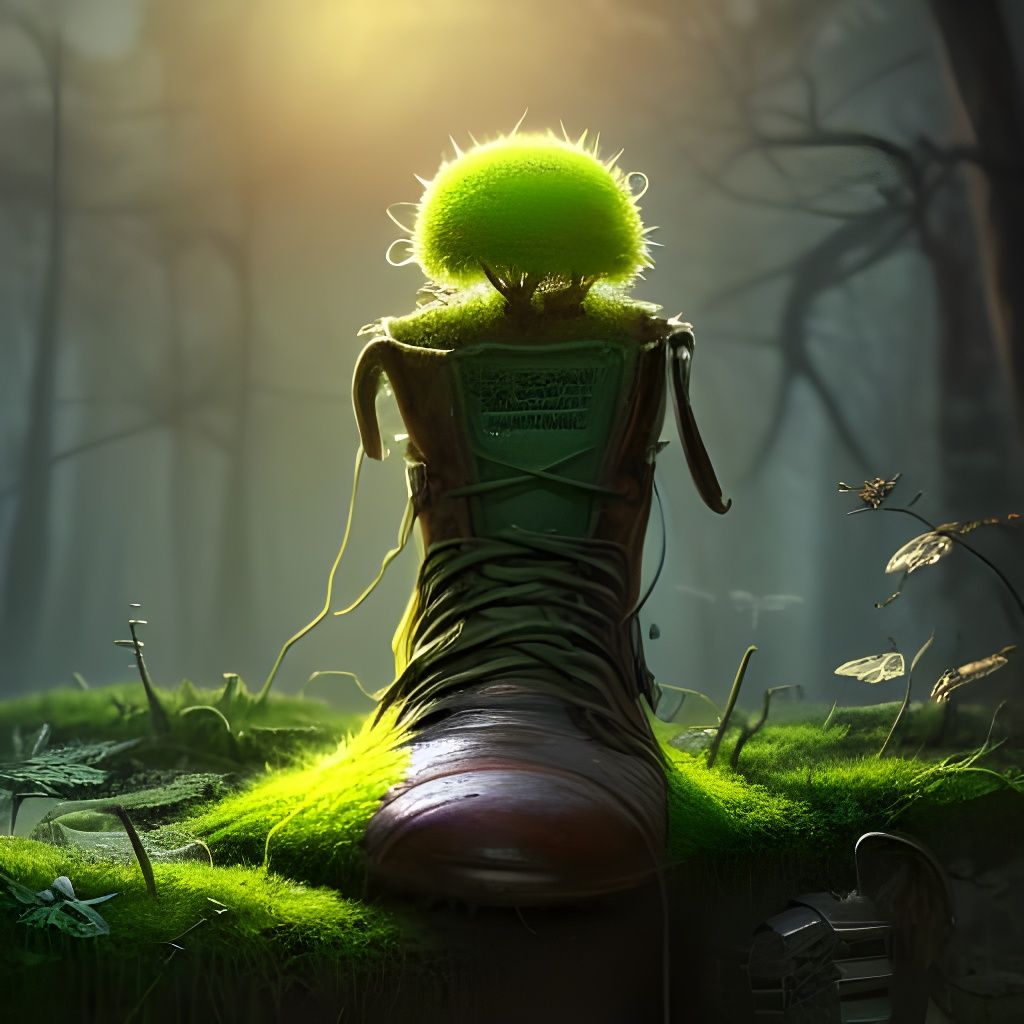 Plant Growing from Shoe: Hyperdetailed Fantasy Art
