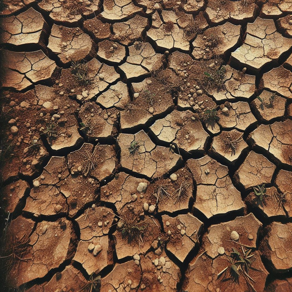 Photorealistic Cracked Earth with Sparse Grass